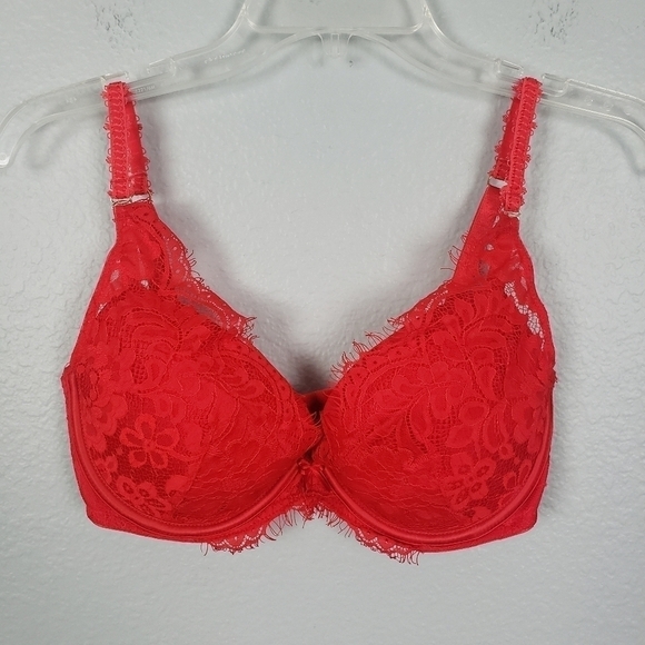 ANN SUMMERS Lace Bra Red Sz 34DD - Picture 1 of 8